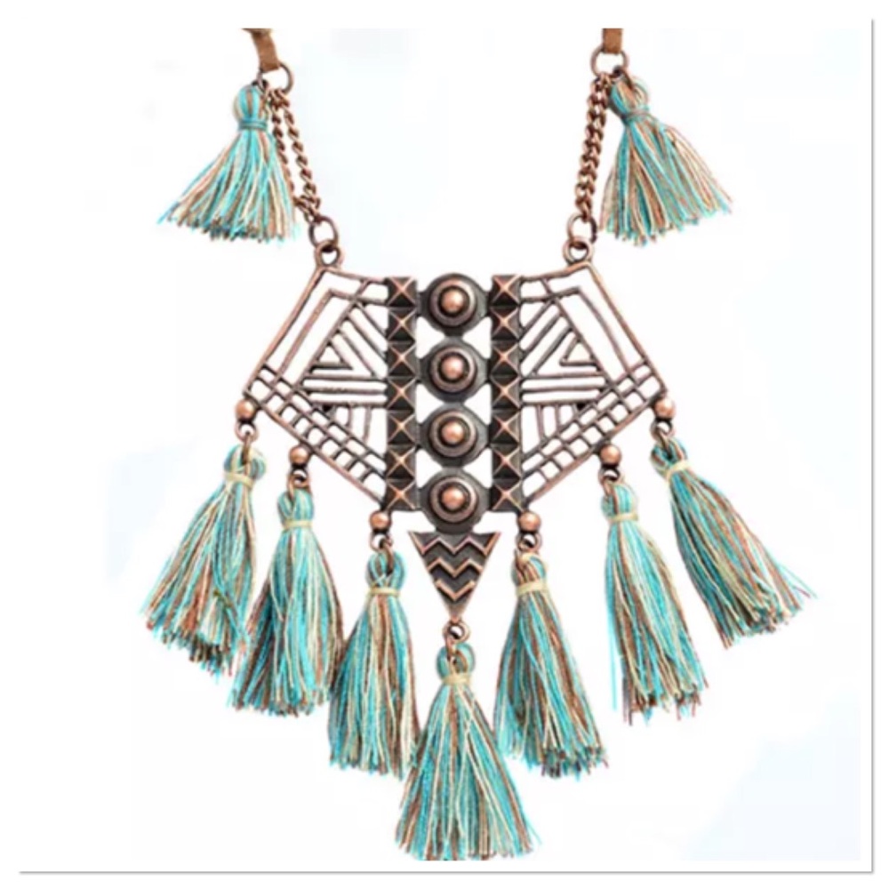 Multicolored Boho Tassel Necklace